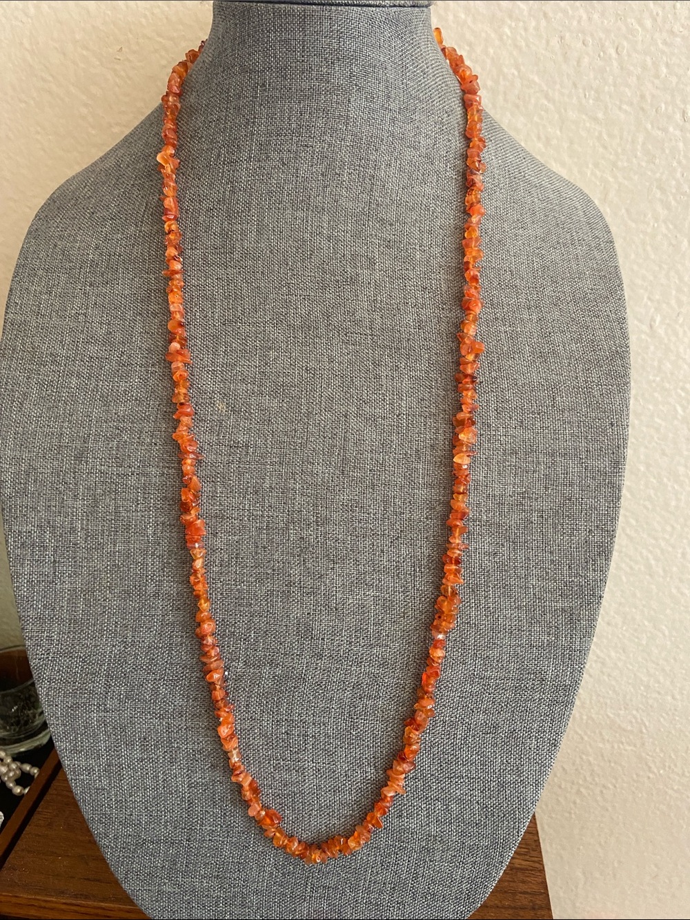 Vintage 80s Carnelian Stone Chip Necklace
